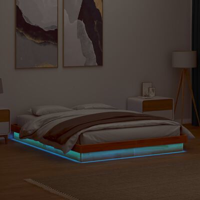 vidaXL Giroletto LED Marrone Cera 150x200 cm in Legno Massello di Pino