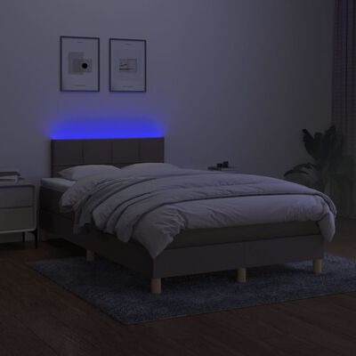 vidaXL Letto a Molle con Materasso e LED Tortora 120x190 cm in Tessuto