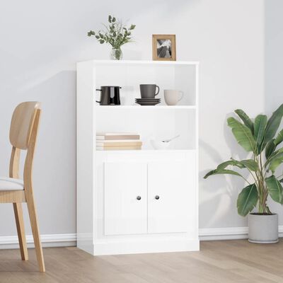 vidaXL Credenza Bianco Lucido 60x35,5x103,5 cm in Legno Multistrato