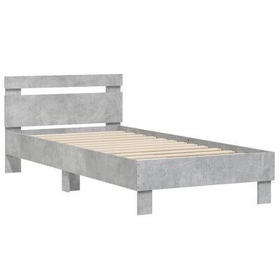 vidaXL Giroletto e Testiera Grigio Cemento 90x190 cm Legno Multistrato