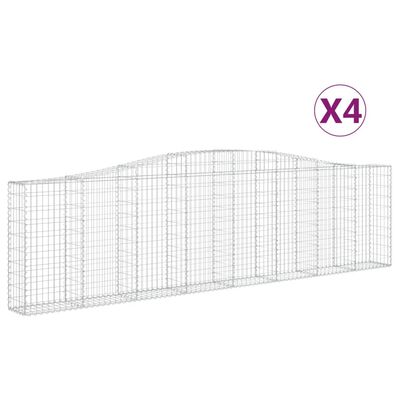 vidaXL Cesti Gabbioni ad Arco 4 pz 400x30x100/120 cm Ferro Zincato