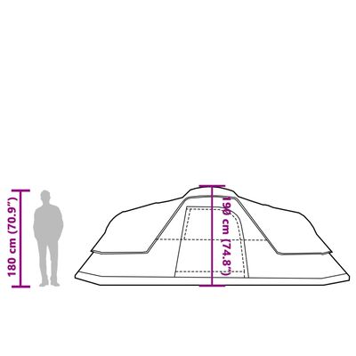 vidaXL Tenda Familiare a Cupola per 11 Persone Verde Impermeabile