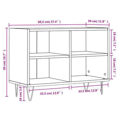 vidaXL Mobile Porta TV Grigio Cemento 69,5x30x50 cm Legno Multistrato