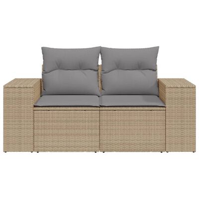 vidaXL Divano da Giardino con Cuscini a 2 Posti Beige in Polyrattan