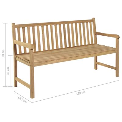 vidaXL Panca da Giardino con Cuscino Blu 150 cm in Legno di Teak