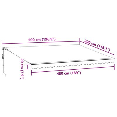 vidaXL Tenda Retrattile Automatica LED Antracite e Bianco 500x300 cm