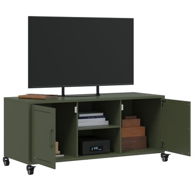 vidaXL Mobile TV Verde Oliva 100,5x39x43,5 cm in Acciaio