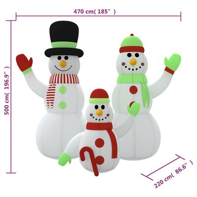 vidaXL Famiglia Pupazzi di Neve Gonfiabili con LED 500 cm