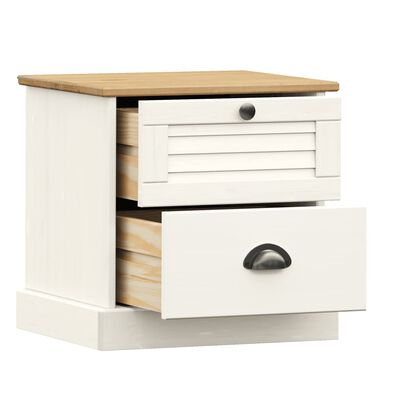 vidaXL Comodino VIGO Bianco 42x35x42 cm in Legno Massello di Pino