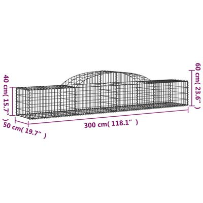 vidaXL Cesti Gabbioni ad Arco 17 pz 300x50x40/60 cm Ferro Zincato