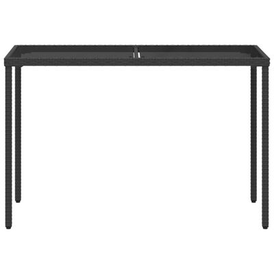 vidaXL Tavolo da Giardino Piano in Vetro Nero 115x54x74 cm Polyrattan