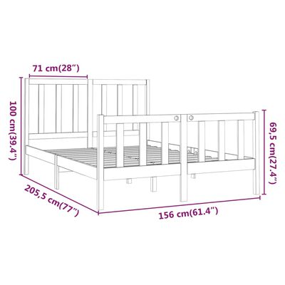 vidaXL Giroletto ambra in Legno Massello 150x200 cm King Size