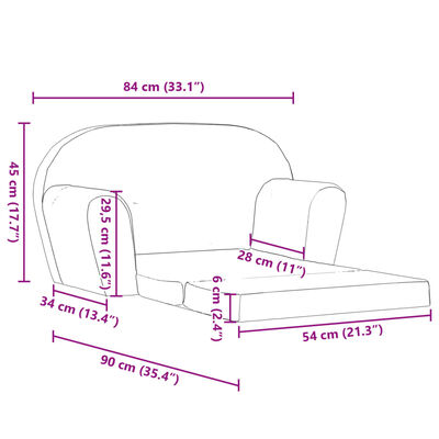 vidaXL Poltrona Letto per Bambini Grigio Chiaro