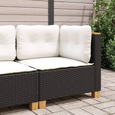 vidaXL Divano Angolare da Giardino con Cuscini Nero in Polyrattan