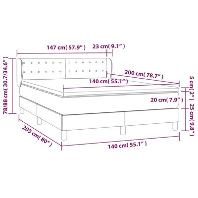 vidaXL Giroletto a Molle con Materasso Nero 140x200 cm in Similpelle