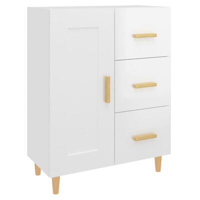 vidaXL Credenza 69,5x34x90 cm in Legno Multistrato Bianco Lucido