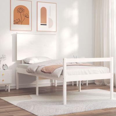 vidaXL Letto per Anziani Bianco Testiera Small Single Legno Massello