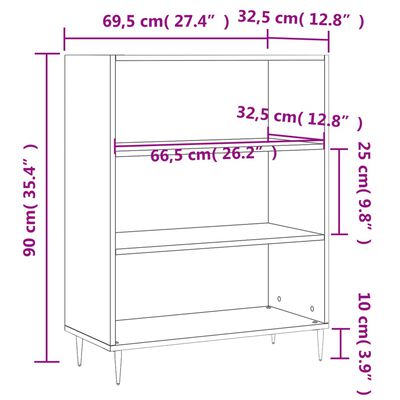 vidaXL Libreria Bianca 69,5x32,5x90 cm in Legno Multistrato