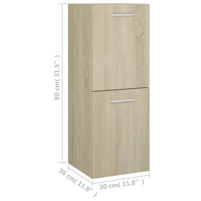 vidaXL Mobile da Bagno Rovere Sonoma 30x30x80 cm Legno Multistrato