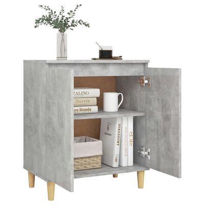 vidaXL Credenza Gambe Massello Grigio Cemento 60x35x70cm Multistrato