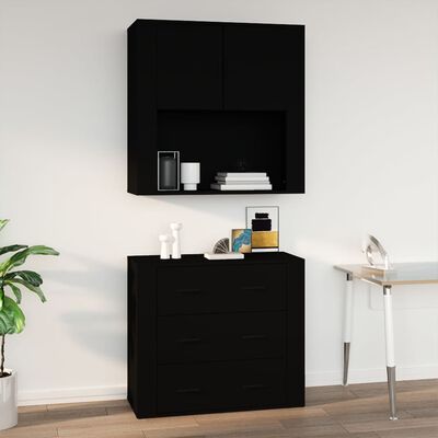 vidaXL Mobile a Parete Nero 80x33x80 cm in Legno Multistrato