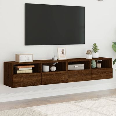 vidaXL Mobili TV Muro 2 pz Rovere Marrone 80x30x30cm Legno Multistrato