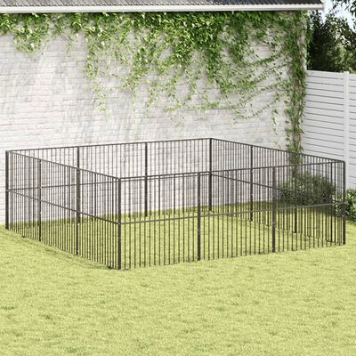 vidaXL Box per Cani 12 Pannelli Nero Acciaio Zincato