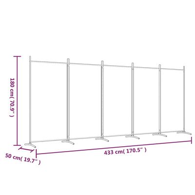 vidaXL Divisorio a 5 Pannelli Antracite 433x180 cm Tessuto