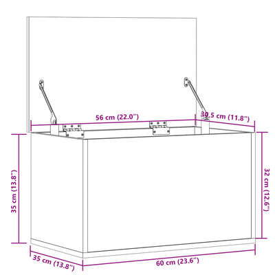 vidaXL Contenitore Portaoggetti Rovere Fumo 60x35x35 cm in Truciolato