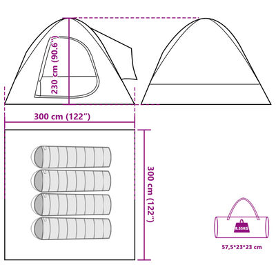 vidaXL Tenda da Campeggio per Auto per 4 Persone Blu Impermeabile