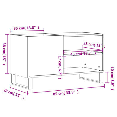 vidaXL Mobile Porta Dischi Grigio Sonoma 85x38x48 cm Legno Multistrato