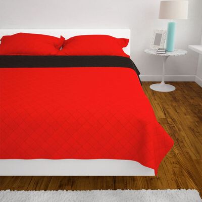 vidaXL Copriletto Double-Face Trapuntato Rosso e Nero 170x210 cm