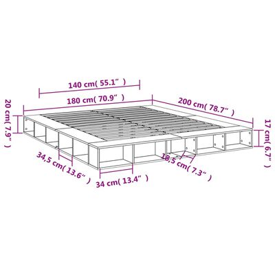 vidaXL Giroletto Grigio Cemento 180x200 cm in Legno Multistrato