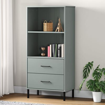 vidaXL Libreria 2 Cassetti Grigio 60x35x128,5 cm Legno Massello OSLO