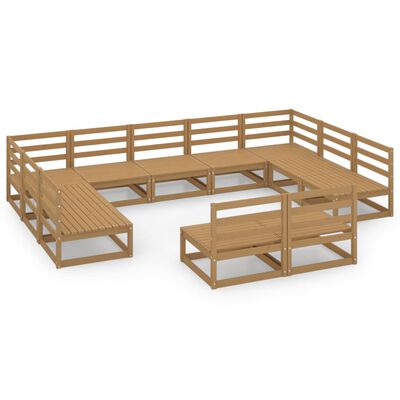 vidaXL Set Divani da Giardino 11 pz in Legno Massello di Pino