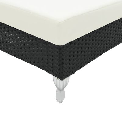 vidaXL Lettino Prendisole con Cuscino in Polyrattan Nero