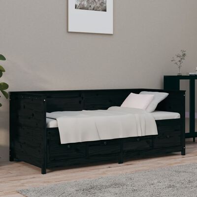 vidaXL Dormeuse Nera 75x190 cm in Legno Massello di Pino