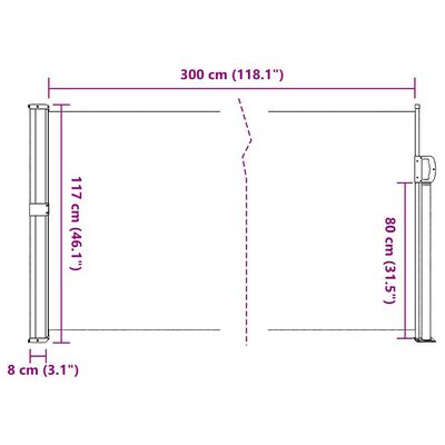 vidaXL Tenda da Sole Laterale Retrattile Beige 117x300 cm