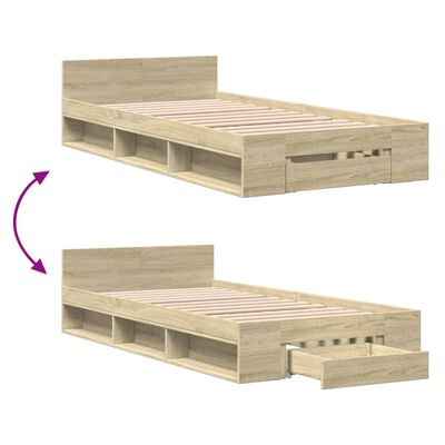 vidaXL Giroletto Cassetto Rovere Sonoma 90x200 cm Legno Multistrato