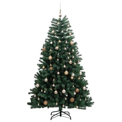 vidaXL Albero Natale Incernierato con 300 LED e Palline 240 cm