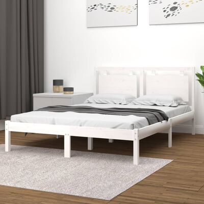 vidaXL Giroletto Bianco in Legno Massello 135x190 cm Double