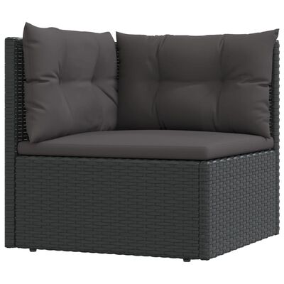 vidaXL Set Salotto da Giardino con Cuscini 7pz Nero Polyrattan