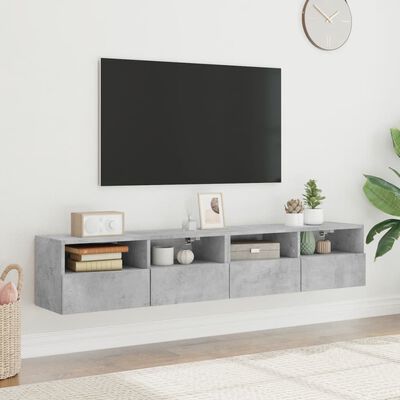 vidaXL Mobili TV Muro 2pz Grigio Cemento 80x30x30 cm Legno Multistrato