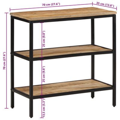 vidaXL Tavolo Consolle 70x35x70 cm in Legno Massello di Mango Grezzo