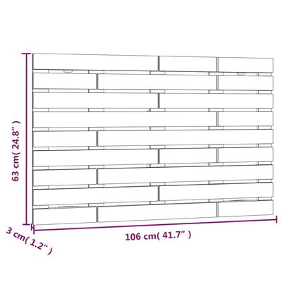 vidaXL Testiera da Parete 106x3x63 cm in Legno Massello di Pino