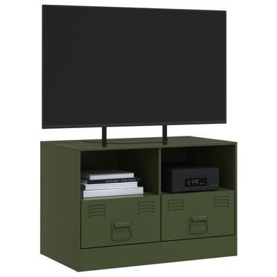 vidaXL Mobile TV Verde Oliva 67x39x44 cm in Acciaio