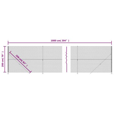 vidaXL Recinzione a Rete con Flangia Verde 2x10 m