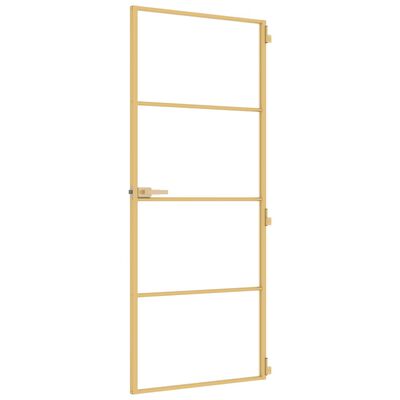 vidaXL Porta Interni Sottile Oro 83x201,5cm Vetro Temperato Alluminio