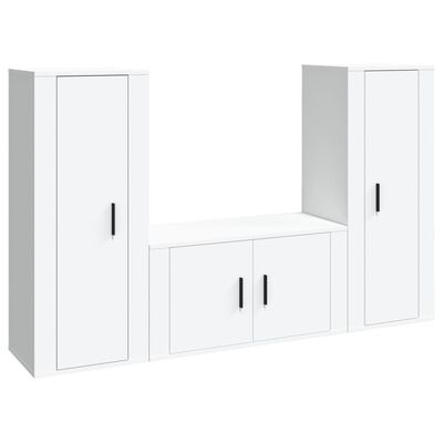 vidaXL Set Mobili Porta TV 3 pz Bianco in Legno Multistrato