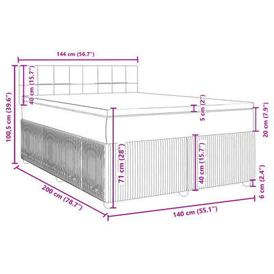 vidaXL Giroletto a Molle con Materasso Rosa 140x200 cm in Velluto